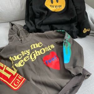 Drew House Smiley Face AND lucky me I see Ghosts Hoodies, for Men and women.